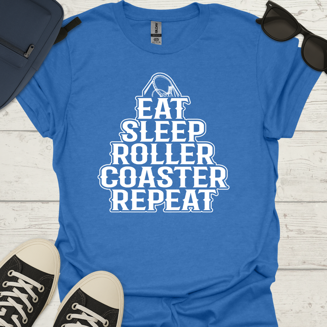 Eat Sleep Roller Coaster Repeat Tee