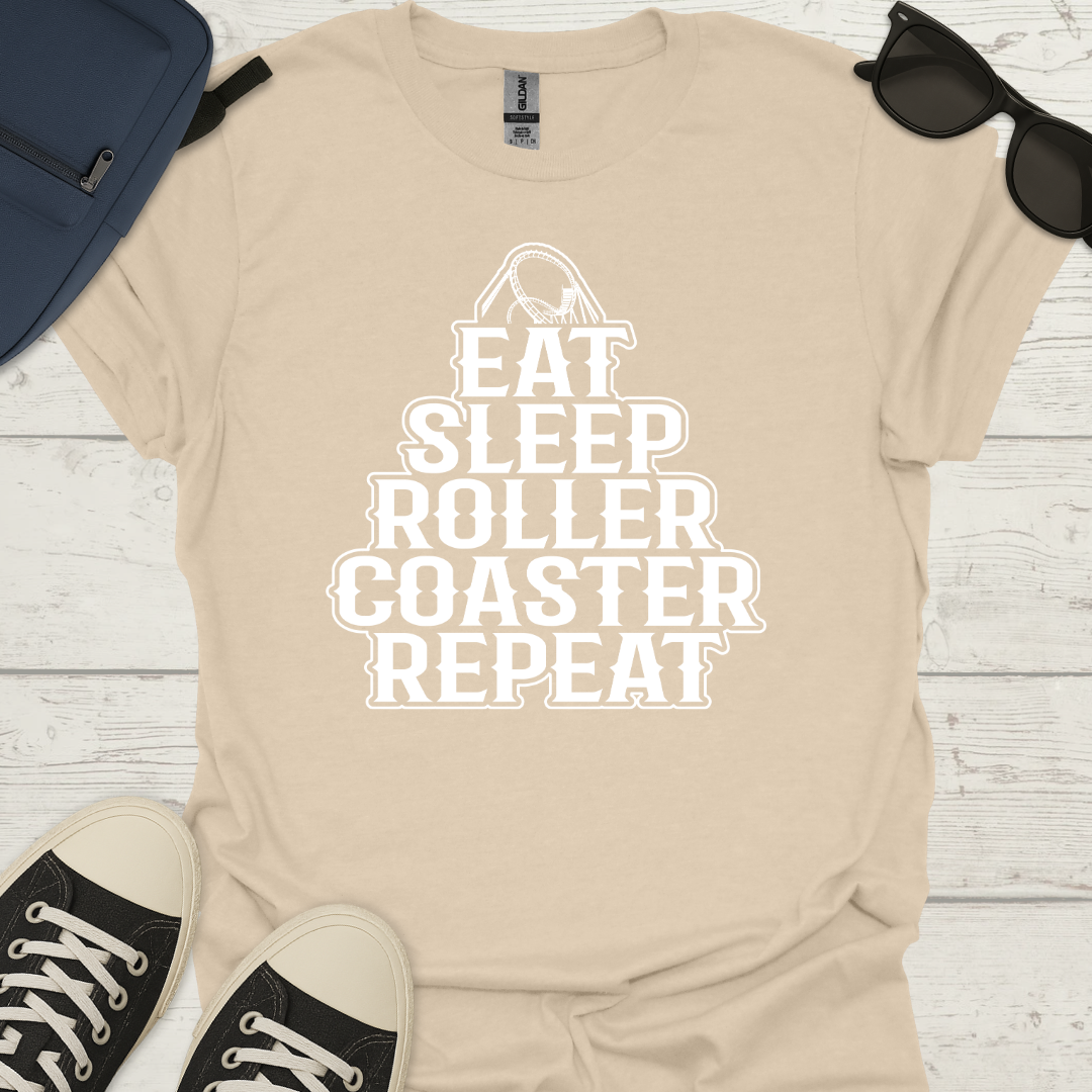 Eat Sleep Roller Coaster Repeat Tee