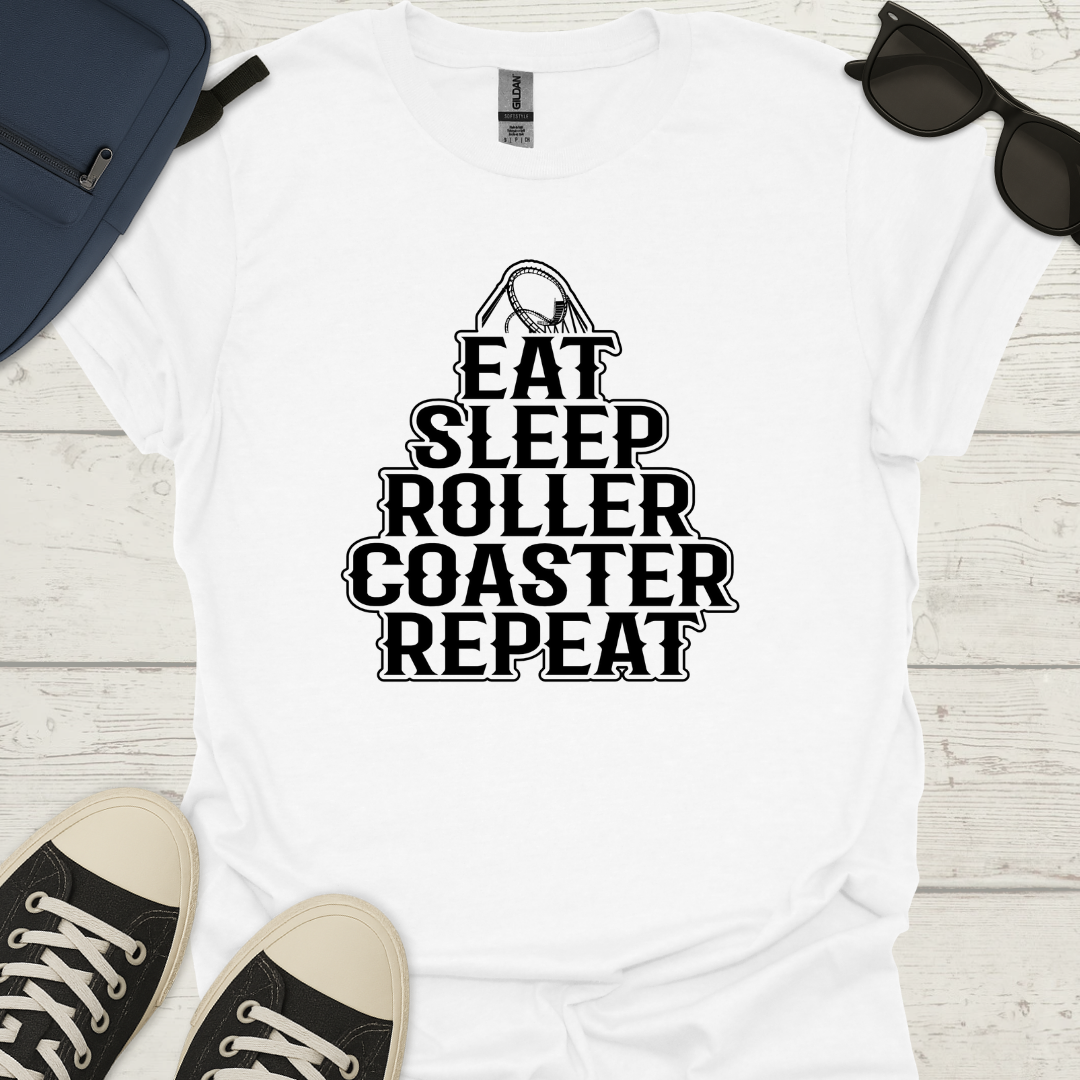 Eat Sleep Roller Coaster Repeat Tee