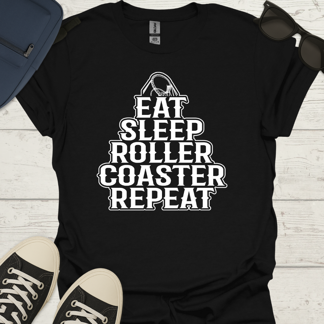 Eat Sleep Roller Coaster Repeat Tee