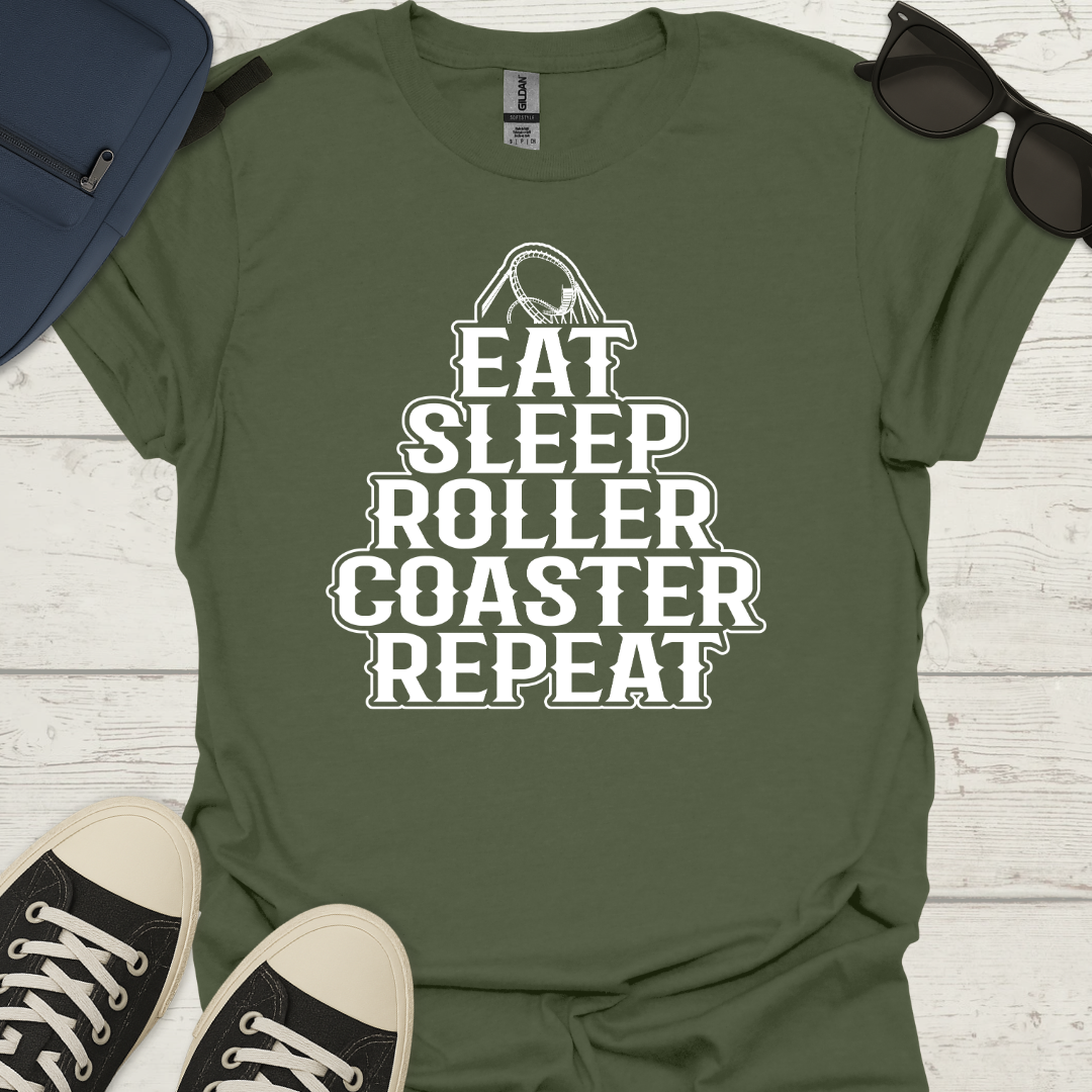 Eat Sleep Roller Coaster Repeat Tee